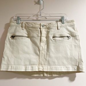 Free People Cream Mini Skirt Zipper Pocket Sz 12
